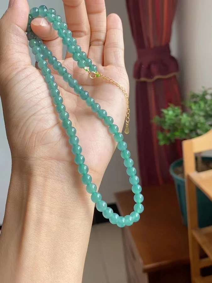 

Natural Jade A Green Round Beads Pendant Necklace 6mm Jade A Round Women Men Barrel Stone Jade A Necklace AAAAA