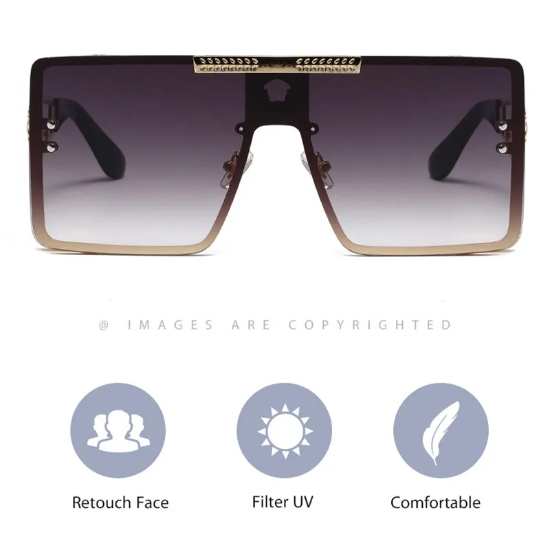 New stylish sunglasses with oversized frames, trendy metal design, perfect for fashion shows and cool street style. image 2