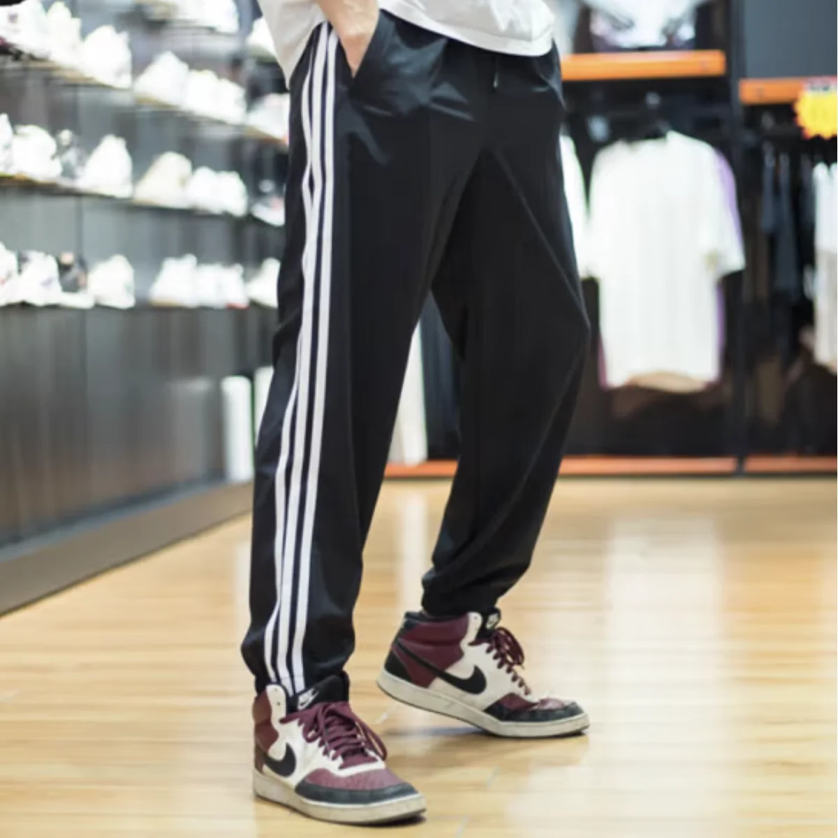

Adidas NEO мужские легкие бегуны летние быстросохнущие дышащие тканые спортивные брюки повседневные спортивные спортивные брюки свободного покроя