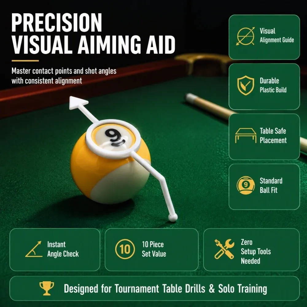 10PCS Plastic Billiards Aiming Marker Practice Aiming White Billiards Practice Guide Billiards Training Tool Pool Table Practice