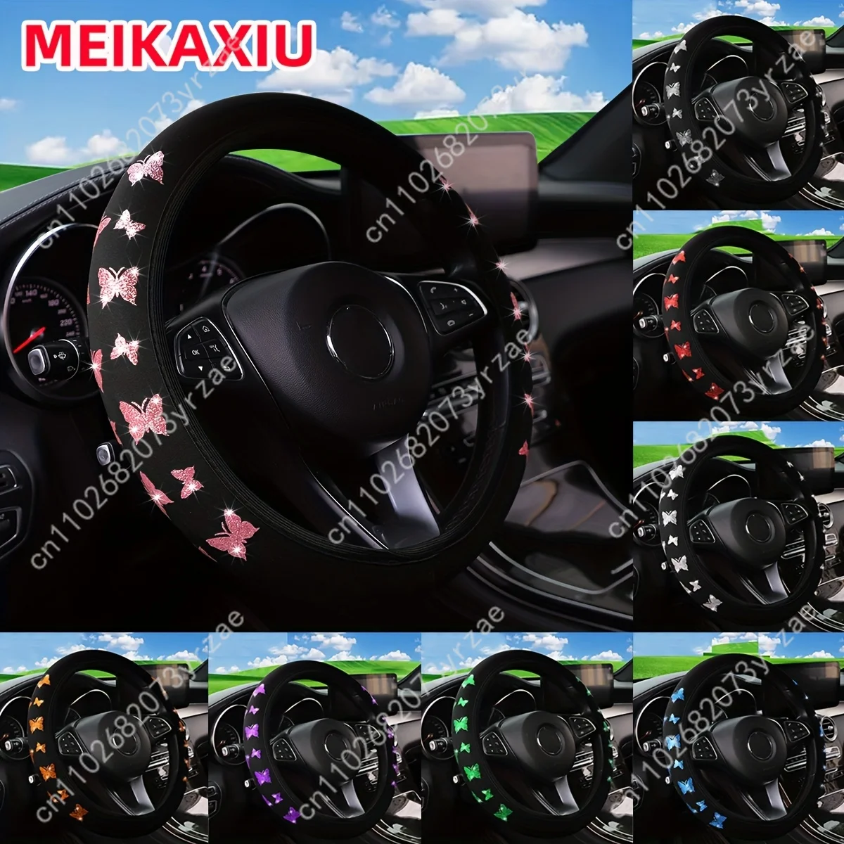 

Sparkling Butterflies Car Steering Wheels Cover Universal Type Environmental Friendly Comfortablenon-slip Steering Wheel Wrap