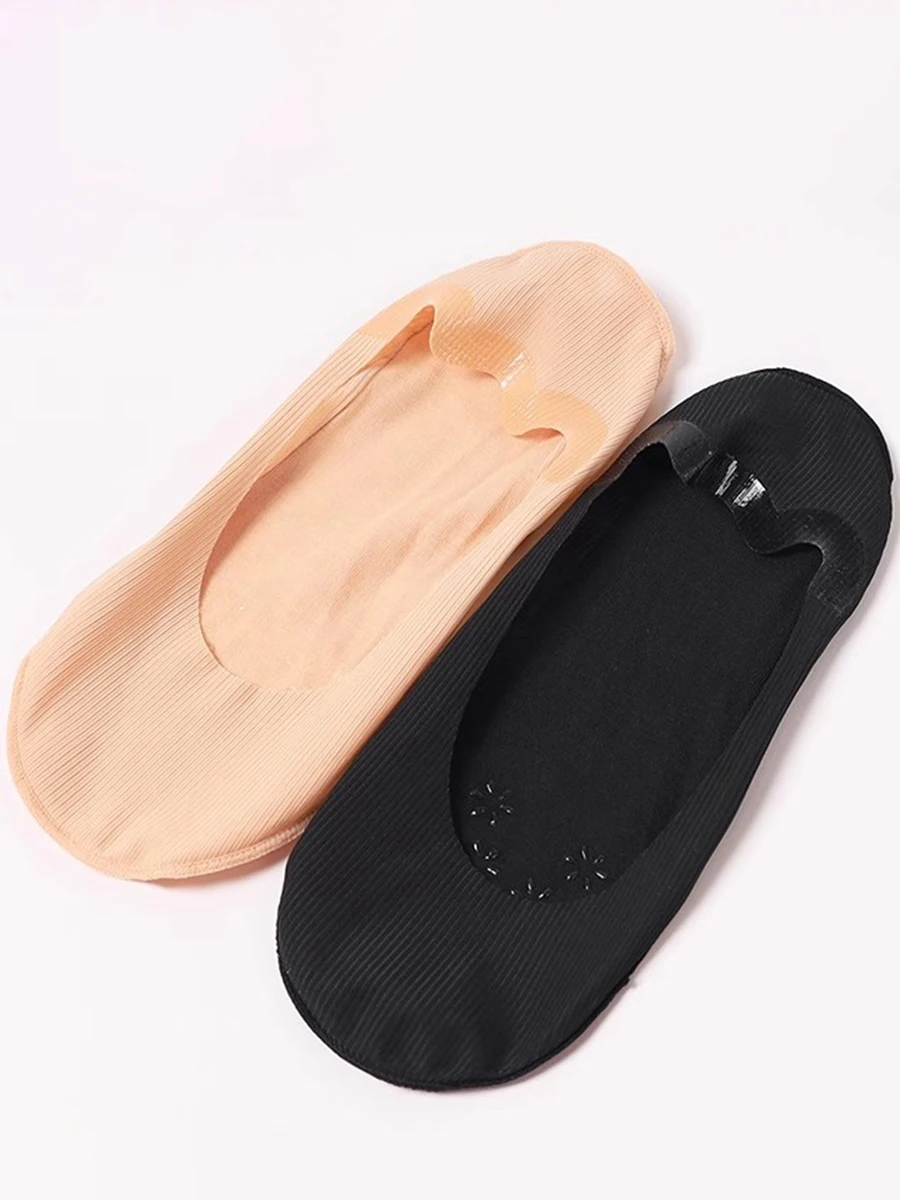 5 Pairs Socks Women's Summer Invisible Short Ankle Foot No-show Low Cut Silicone Non-slip Black Boat Socks image 2