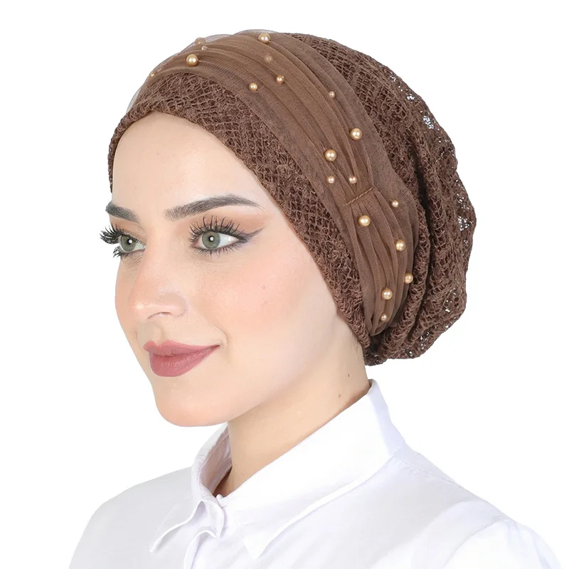 

Мусульманская мгновенная тюрбан-шапка с бусинами, внутренние хиджабы-капы, женские исламские банданы, индийские головные уборы, женские головные платки, тюрбаны для женщин