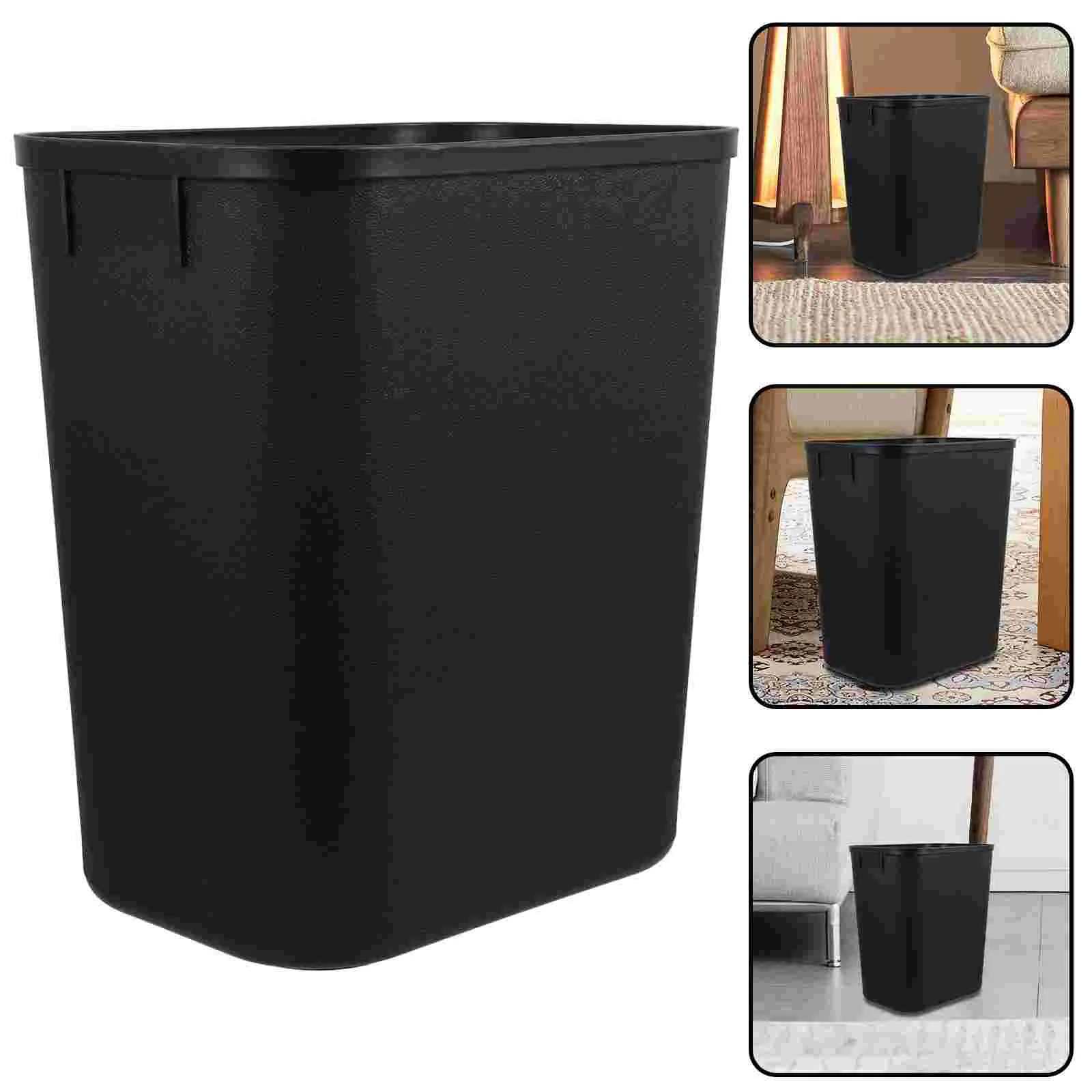 

House Black Trash Can Garbage Cans Kitchen Container Dining Table Toilet Paper Bucket Girl with Lid