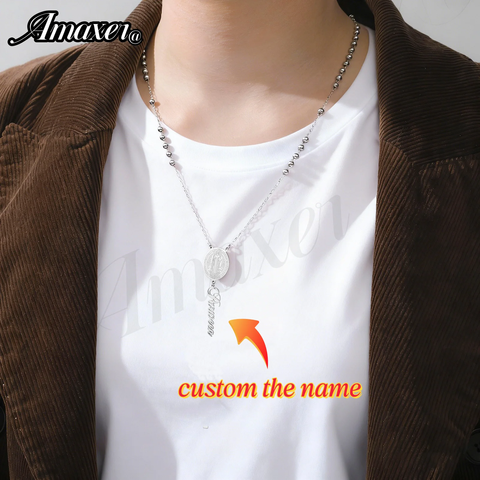 Custom Personalized Name Saint Benedict/Michael Medal Necklace for Men Women Bible Verse Protection Catholic Jewelry Gifts - view 5