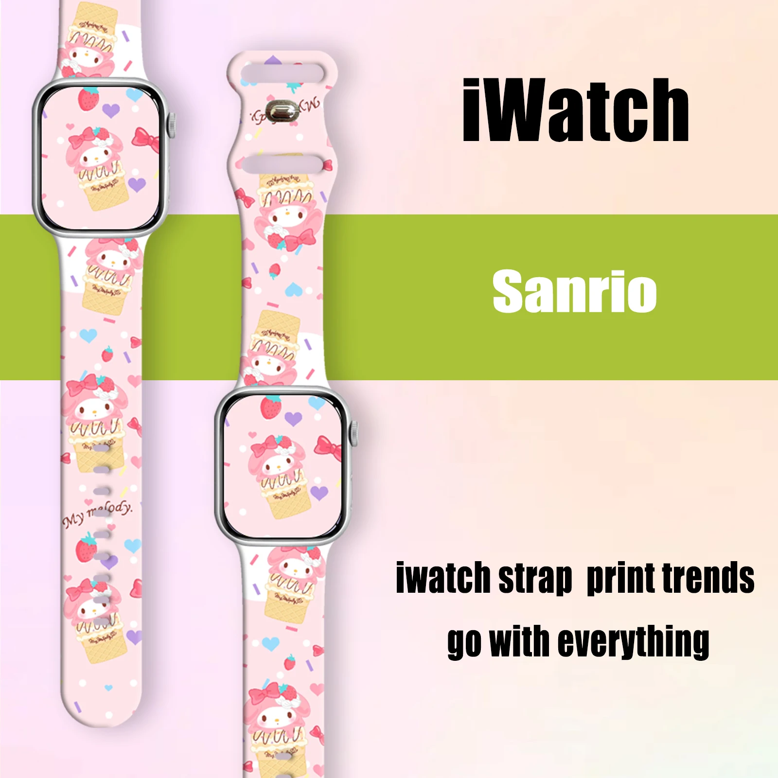 

Sanrio Series 10 Strap for Apple Watch 10 9 8 7 SE Silicone Band Replaceable Bracelet for iWatch 46mm 44mm 42mm 41mm Watchband