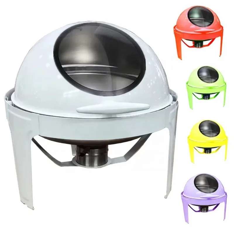 white or colorful 6L roll top stainless steel commercial chafing dish buffet set chafters chafing dish buffet round