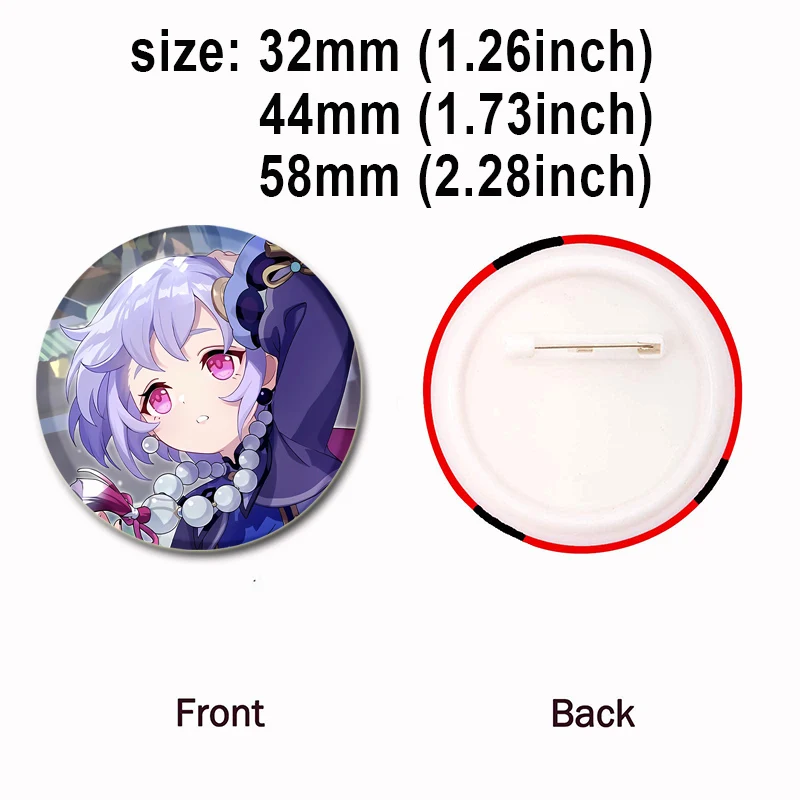 44/58mm Genshin Impact Game Badge Cute Cosplay Brooches Handmade Tinplate Lapel Pins for Clothes Backpack Jewelry Hat Accessory