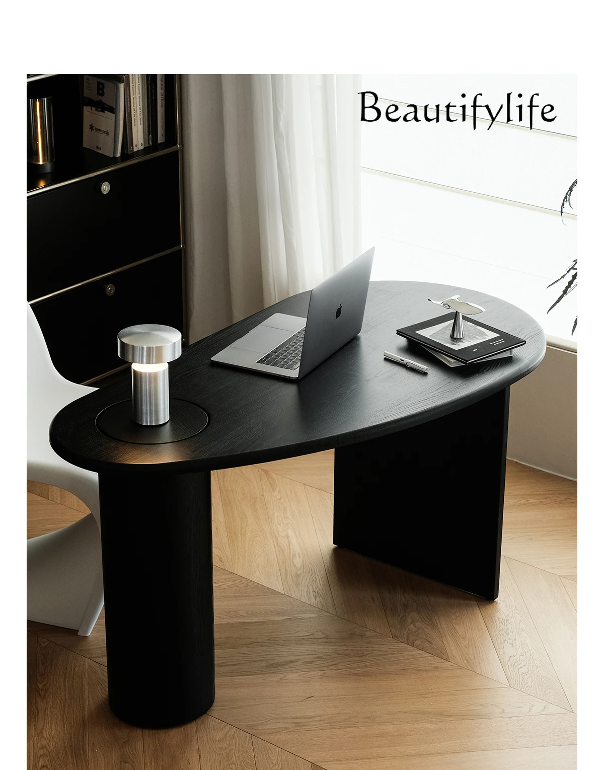 

Nordic medieval curved desk small apartment study desk solid wood workbench computer desk designer