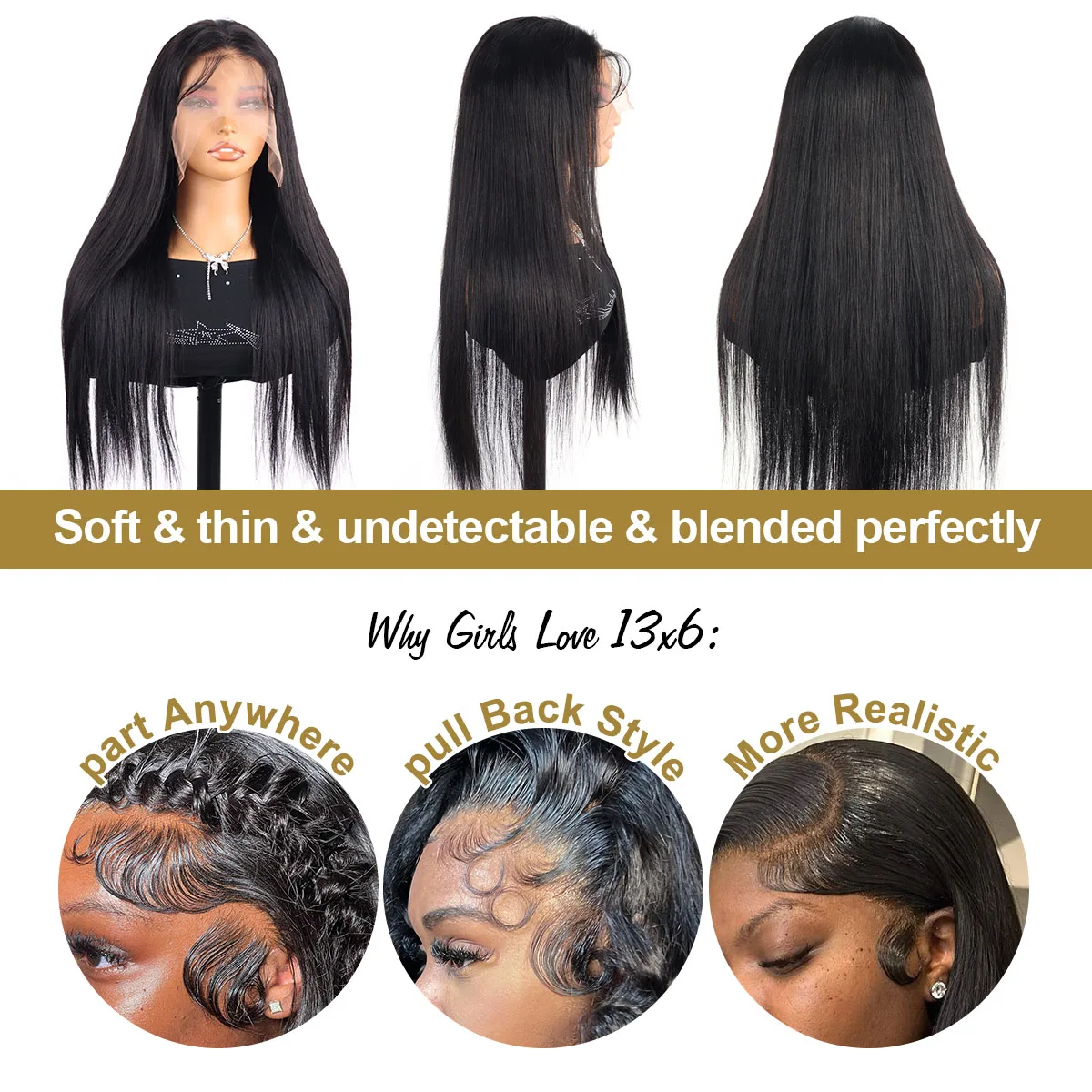 250 Density 13x6 Bone Straight Hd Lace Front Wig 40 46 50 Inch 13x4 Lace Frontal Human Hair Wigs For Women Raw 360 Full Lace Wig image 4