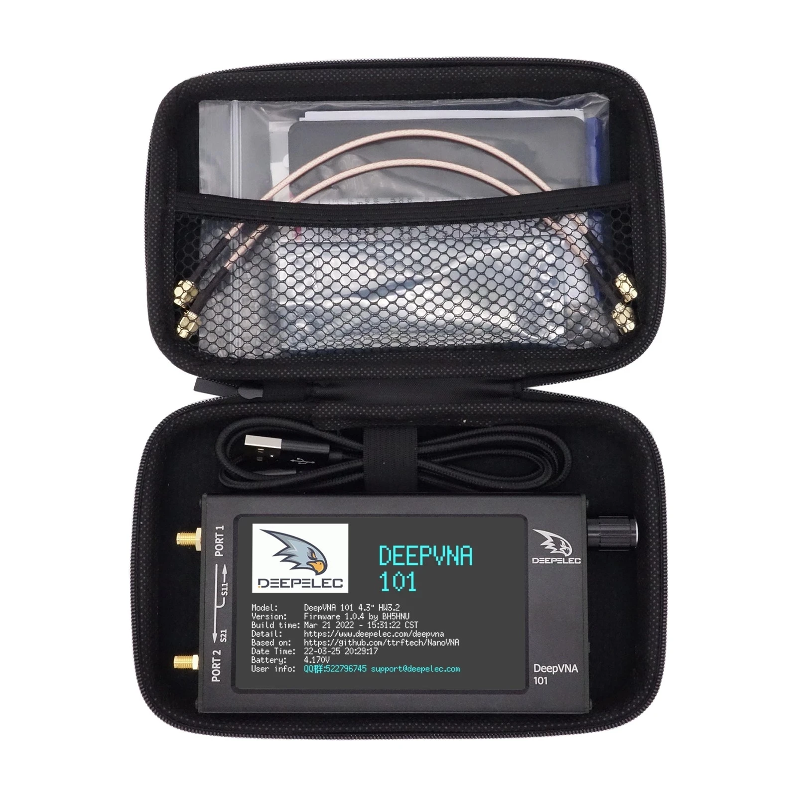 Imagem -06 - Polegadas Antena Analisador 10k-1.5ghz Swr Medidor Vhf Uhf Rede Analisador Hw3.2 Ips Lcd Mais Metal Case Nanovna-f Deepvna101 43