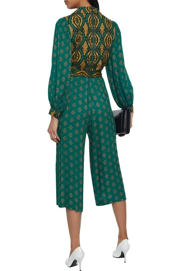 Sleeves Belted Wrap  Crepe Printed Jumpsuit US 2-4