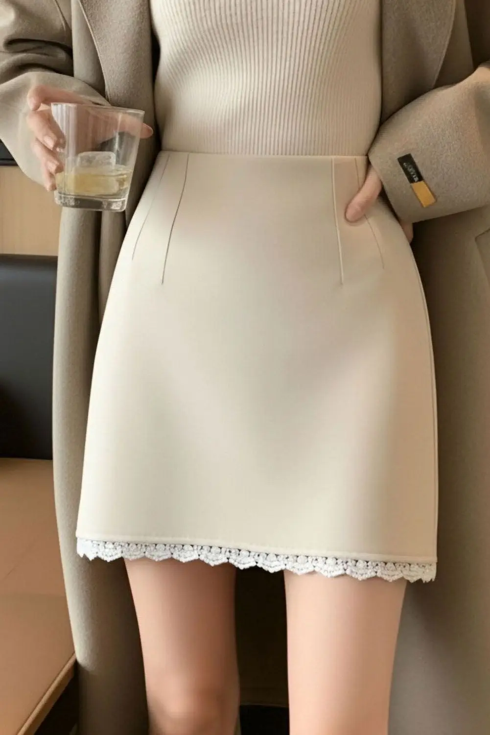

Woolen Midi Skirt for Autumn and Winter, Slim and Thick for Women, High Waisted and Fashionable A-line Skirt, Versatile