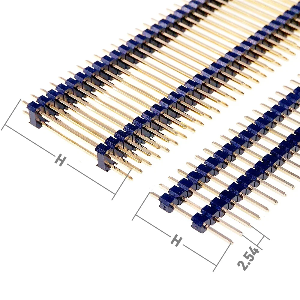 5 20 50Pcs 15 17 19 21 23 25 30 35 40 45MM Height 1x40 PIN 2x40P 2.54 Pitch PCB Male Header Dual Insulator Straight Through Hole