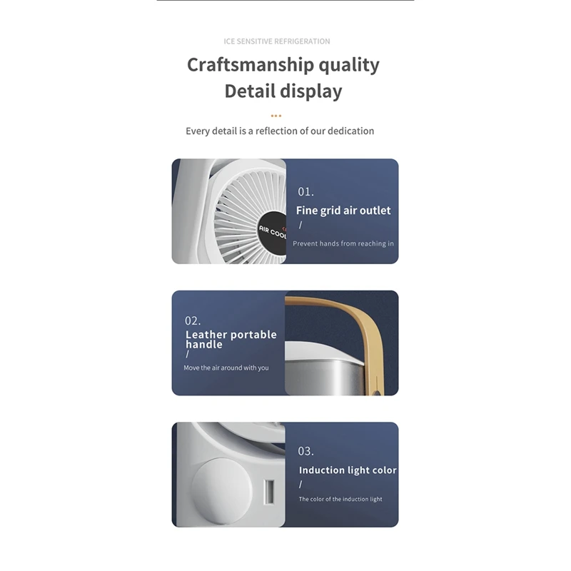 مروحة مكيف هواء منزلية صغيرة ، مرطب سطح المكتب المحمول ، مبرد مع أضواء ليلية ملونة للمكتب