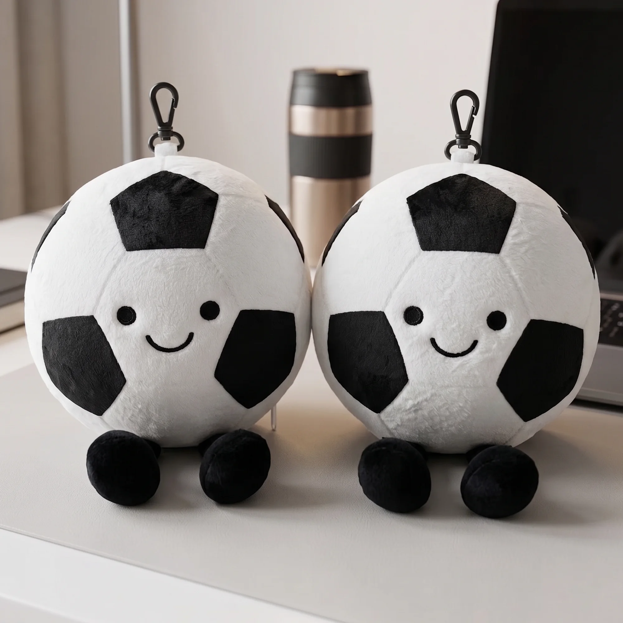 2-in-1 Soccer Ball Neck Pillow & Eye Mask, Soft Plush Foldable Travel Pillow for Airplane, Cute Football Design , Portable