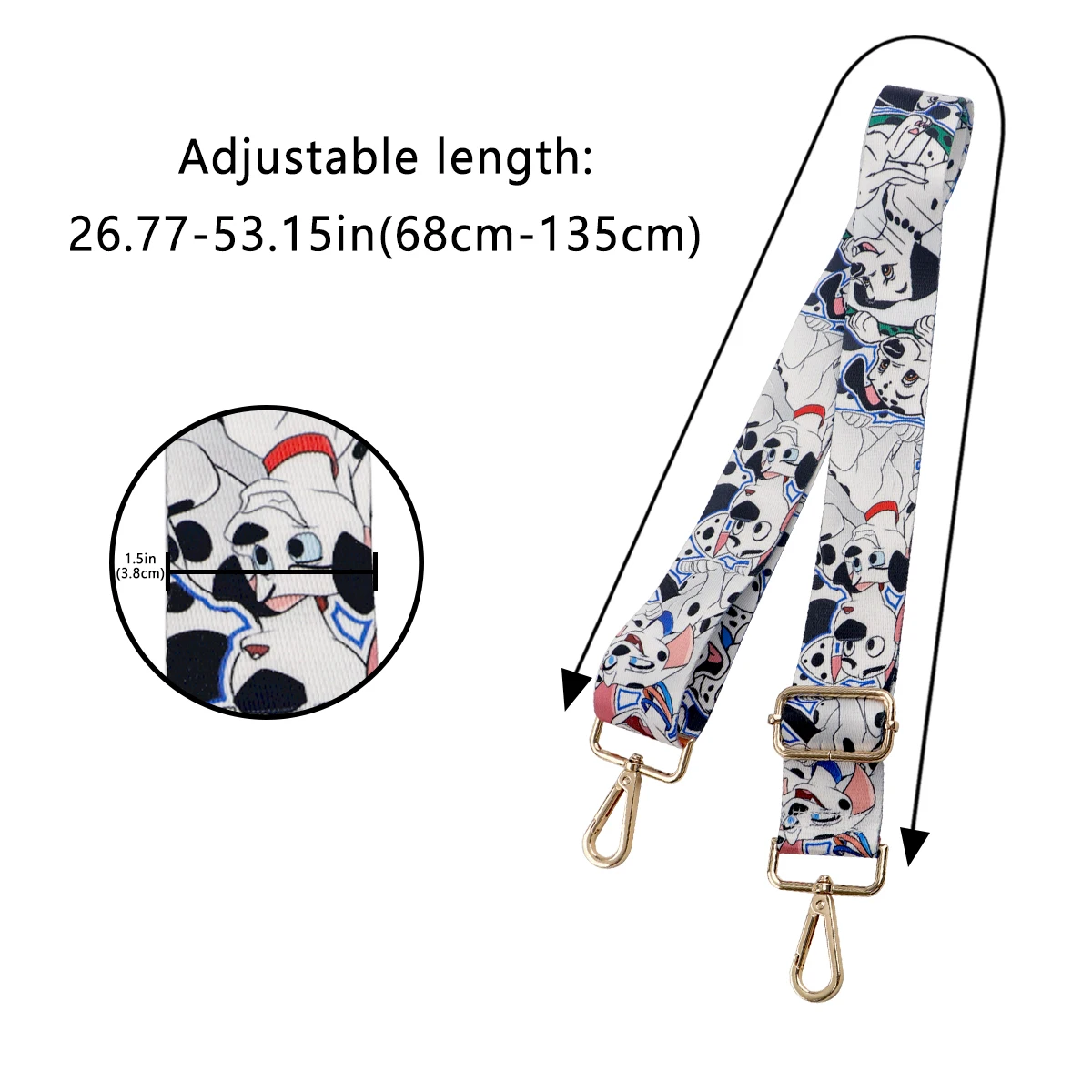 Cute Cartoon Dalmatians Nylon Bag Strap Women Straps for Crossbody Shoulder Bag Accessories Adjustable Belts Handbag Straps