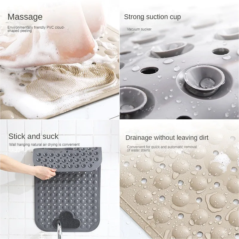 Bathroom Shower Mat Foot Massager With Non-Slip Pad Suction Cups Bathroom Mat Silicone Suction Cup Massage Brush For Bathroom