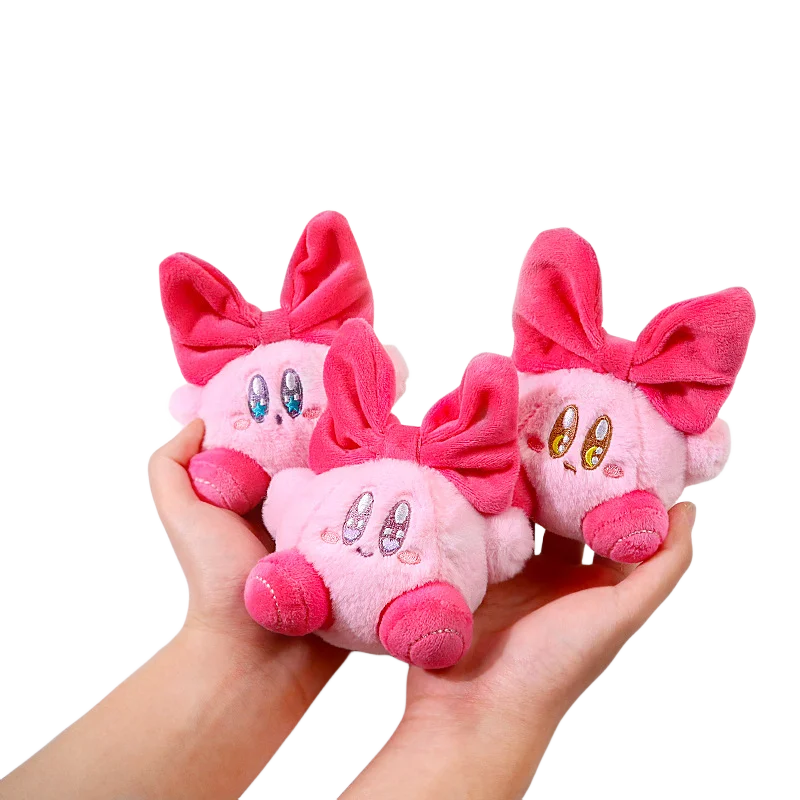 

12cm Bandai Ins Bow Star Kirby Cute Plush Doll Sweet Backpack Pendant Keychain Car Pendant Claw Grab Machine Doll Girl Toy Gift