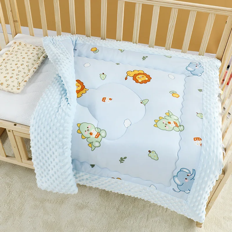 Newborn Blanket Winter Cotton Soft Skin Baby Sleeping Mat Outdoor Stroller Windproof Thicken Warm Cartoon Print Small Quilt