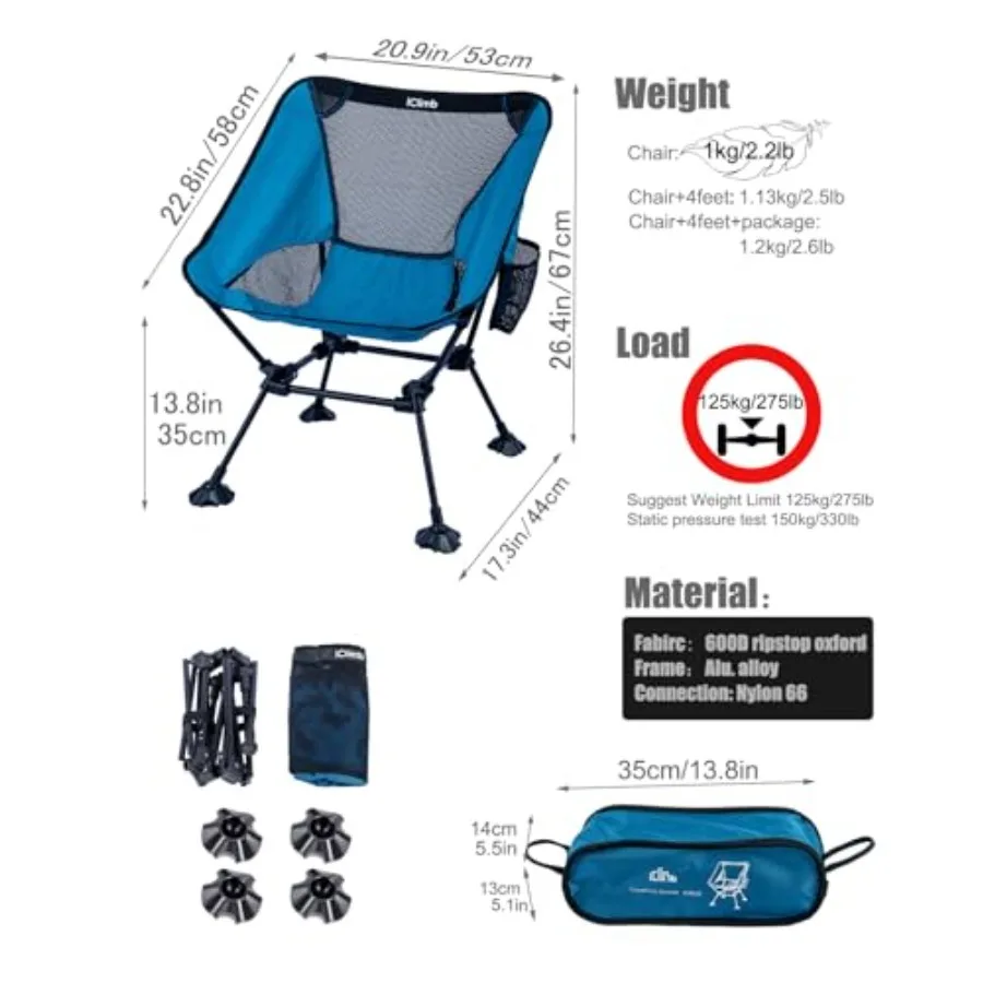 كرسي شاطئ قابل للطي للتخييم وخفيف الوزن مع أقدام كبيرة مضادة للغرق للمغامرات الخارجية مثالي لحديقة الشاطئ والتخييم #3