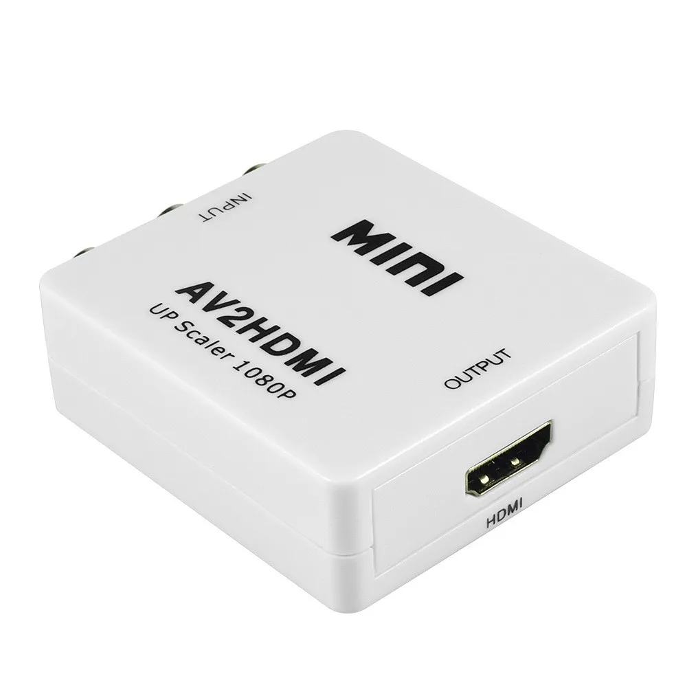 Mini AV to HDMI Converter Audio Video High Definition Converter Black/White HD Multimedia Adapter for Home Theater PC Gaming