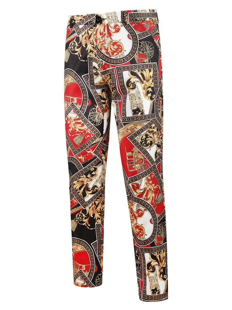 Men's Slim Fit Printed Trousers Casual Long Pants mid Waist Youthful Sle Versatile Ocns Non-Brand Summer Leisure Wear