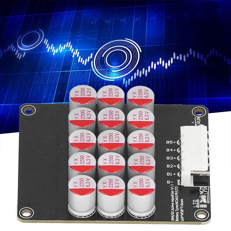 5S Active Equalizer Balancer Lifepo4 / Lipo/ LTO Battery Energy Equalization Capacitor BMS Board