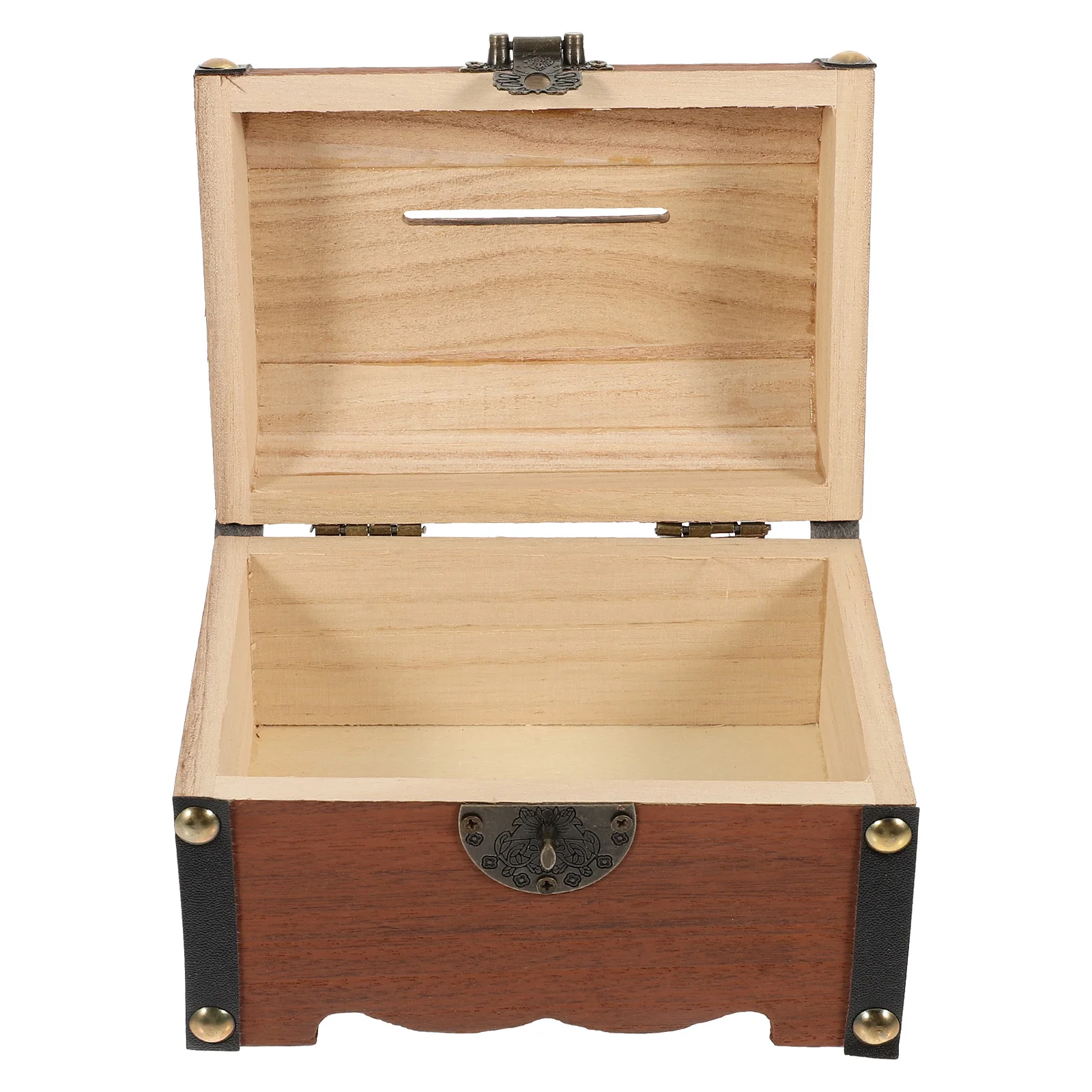 Houten spaarpot voor kinderen, groot formaat kinderspaardoos, vintage stijl muntcontainer, desktopornament, schatkist voor thuisgebruik