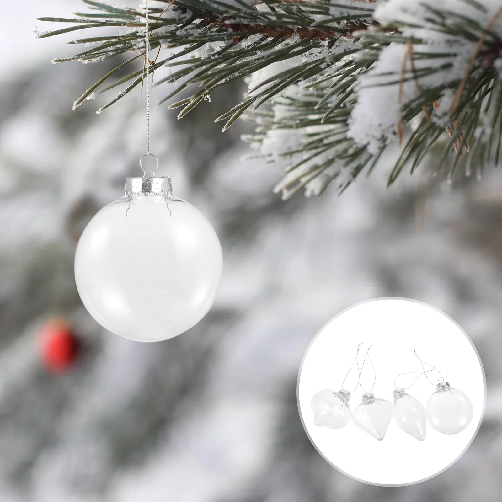 

16Pcs Christmas Ball Clear Fillable Hanging Balls Christmas Tree Ornaments DIY Xmas Decor Home Garden Porch Party Supplies