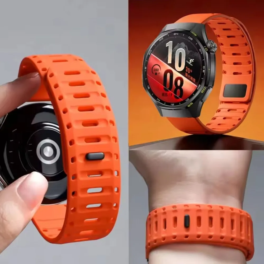 22mm Sports Soft Silicone Strap for Huawei Watch 5/4/3 GT7-6-5 46mm Magnetic Band Amazfit Bip Max/Balance 3 Watchband Accessory