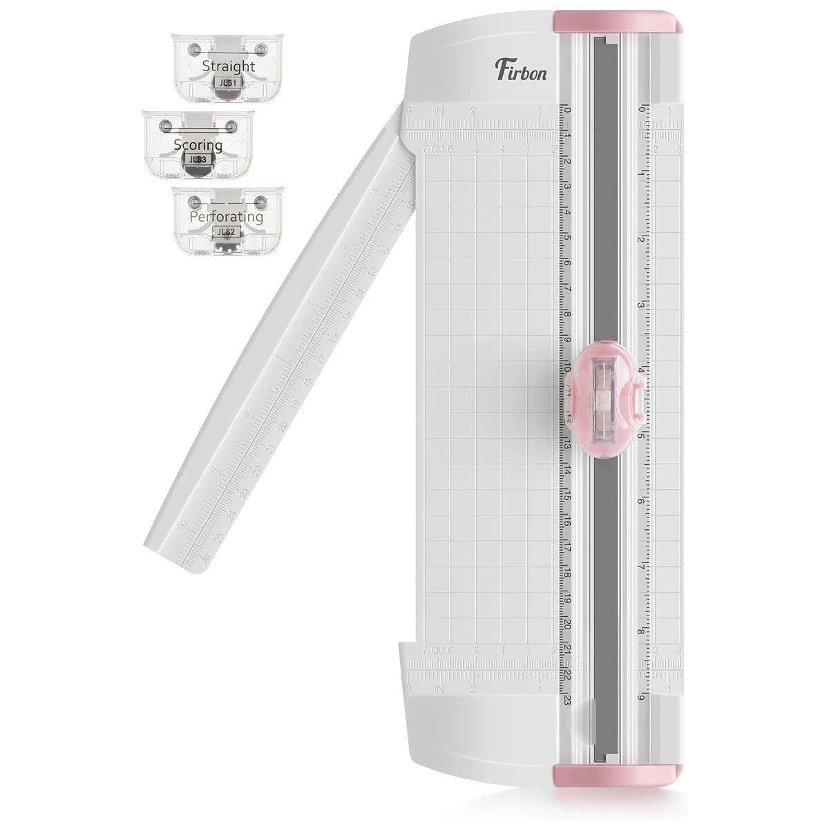 قاطعة ورق 3 في 1 بشفرة مستقيمة وشفرة تجعد وشفرة ثقب، قاطعة A5 مقاس 9 بوصة - مدمجة ومحمولة (وردي) #1