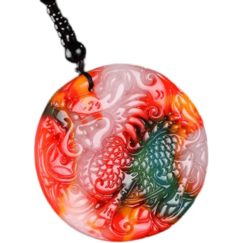 Caiyu Qilin pendant, natural jade, five colored Yujinbao pendant, seven colored jade, men's and women's styles