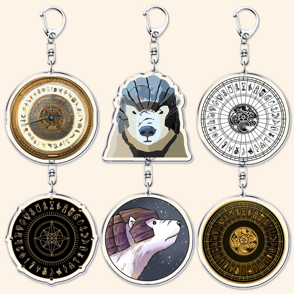 Hot His Dark Materials Keychains for Accessories Bag Key Chain Ring Jewelry Alethiometer Golden Compass Northern Lights Keyring