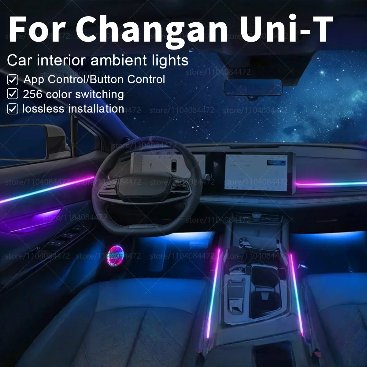 

Для Changan Uni-T 22in1 RGB интерьер автомобиля акриловые автомобильные окружающие освещение RGB скрытая акриловая полоса украшения атмосферные аксессуары