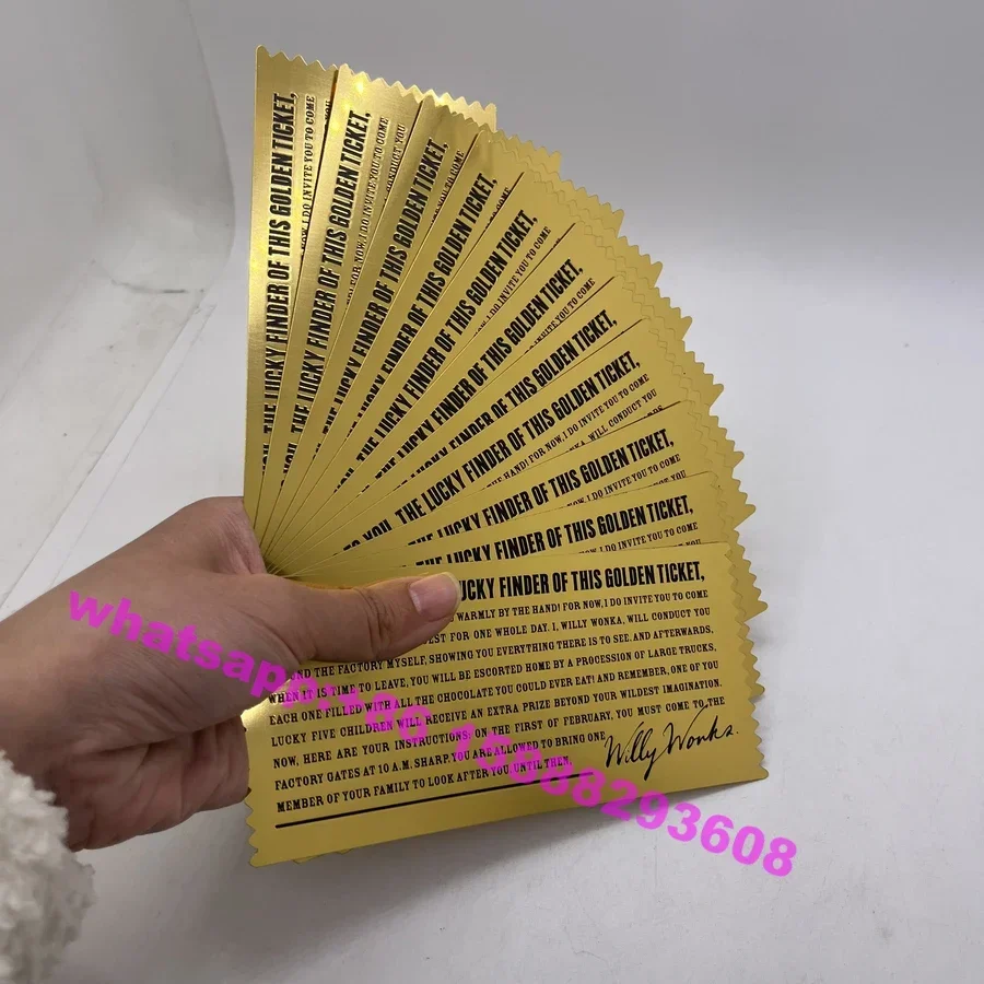 wholesale chocolate factory golden ticket  wonka gold ticket custom card for gift home decoration