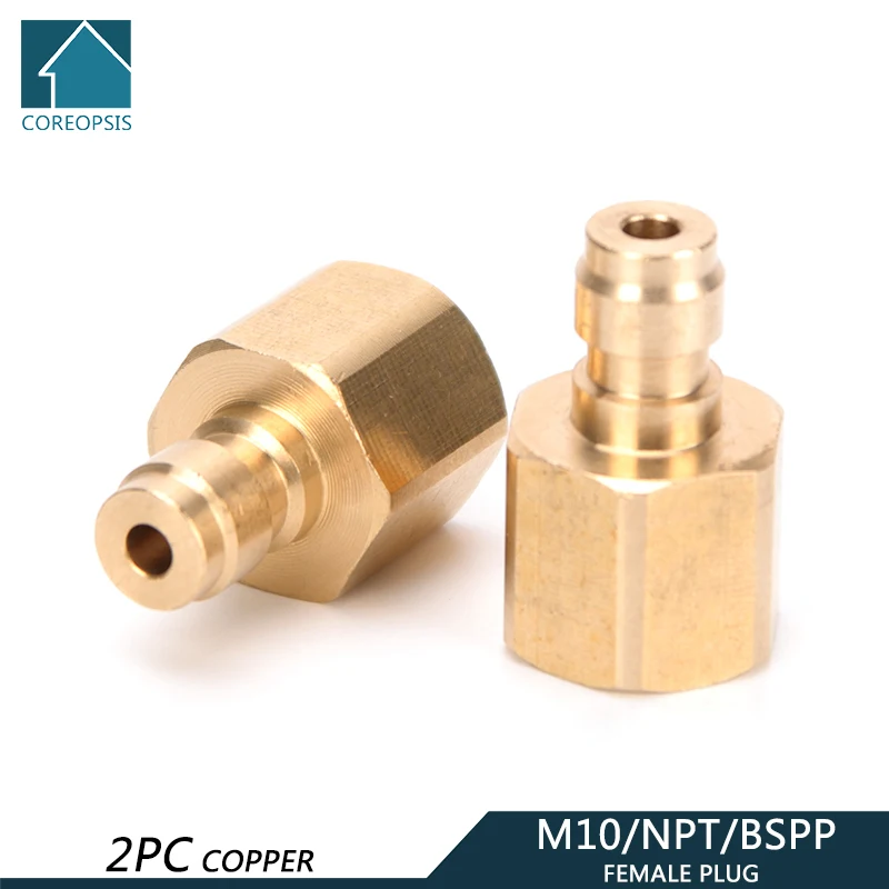 1/8BSPP 1/8NPT M10x1 Thread Copper Quick Coupler Connector Fittings Air Refilling Adapter 8MM Quick Plug Socket Air Pumps 2pcs