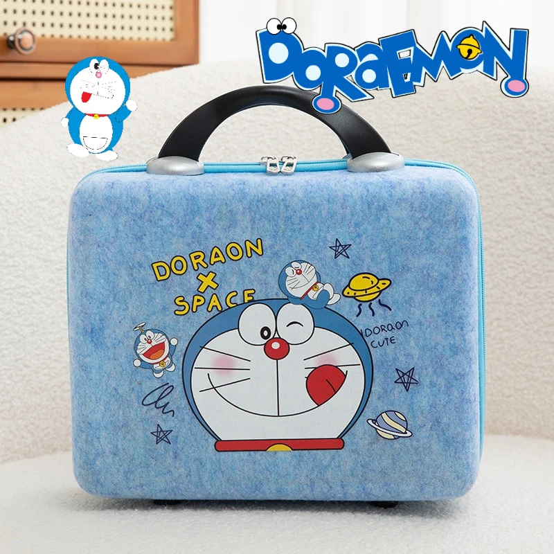 Doraemon Scatola portaoggetti per valigia in feltro per piccoli bagagli Scatola per accompagnatore Borsa per bagagli da viaggio Scatola per trucco