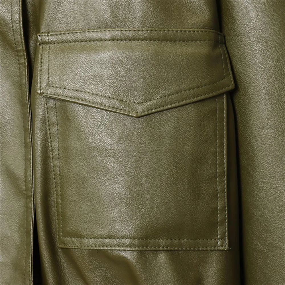 s nieuwe damesmode veelzijdig temperament PU-leren jas opstaande kraag korte mouwen korte jas