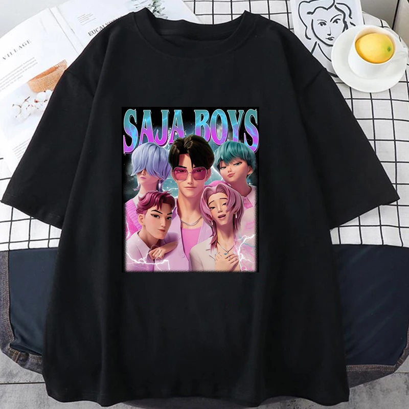 

Hot K-Pop Demon Hunters Saja Boys Print Short Sleeve T Shirts Women Men Casual Shirts Summer Fashion Crew Neck T-shirts