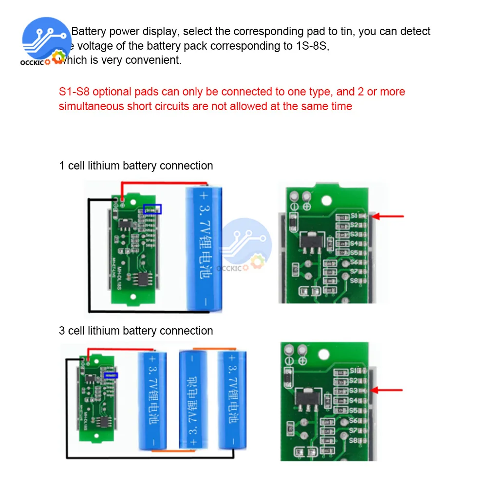 1S-8S 3-34V wskaźnik pojemności baterii litowej moduł pojazd elektryczny baterii Tester mocy akumulator litowo-jonowy 1-8S Alarm dźwiękowy niskiego