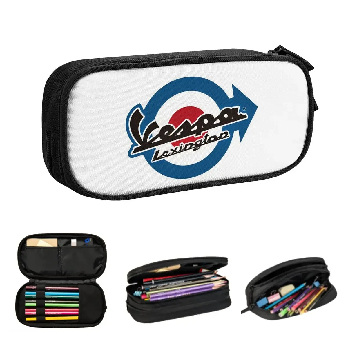 Vespa Logo Pencil Cases Large Capacity Pen Bags Pen Box Pencil Pouch For Boys Girls Students Stationery School Office