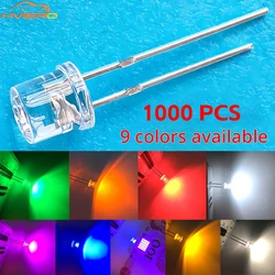 1000Pcs 5mm Flat Top White Red Yellow Blue Green Emitting Diode Lamp bead LED Wide Angle Ultra Bright Bulbs F5 5mm Light Diodes