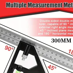 300MM Stainless Steel Angle Ruler Professional Carpenter Tools Combination Square protractor Multi-function Measuring Tool