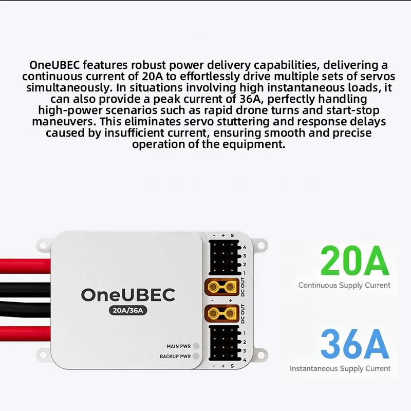 Zero one OneUBEC High-Voltage, High-Current, Ultra-Low-Loss Step-Down Regulated Power Supply PX4 CAN I2C