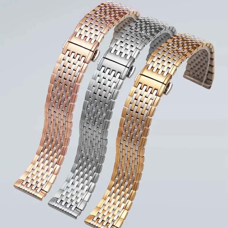 Precision Steel Butterfly Buckle Watch Band For Longines La Grande Original L4 Watch Strap Women's Bracelet Ultra Thin Style