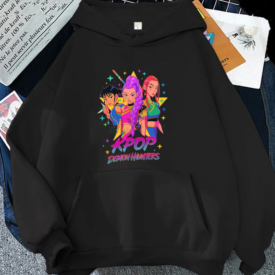 

KPop Demon Hunters Saja Girls Rumi Mira Zoey Pattern Unisex Tops Hot Anime Funny Men Women Hoodie Fashion Street Harajuku Hoodie