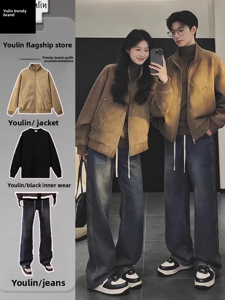 

Cool Men's Leather Jaet Set ort PU Flight Jaet Youth Faion Spring Outerwear Windproof Loose Fit Baseball Sle