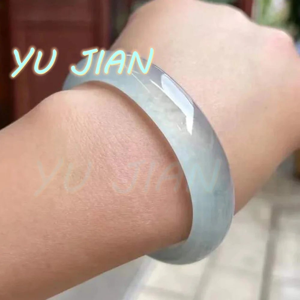 Ice Quartzite Jadeite Bracelet Women's A Goods Ice-Transparent Bangle Floating Flowers Floating-Green Jade Handring Fine Jewelry