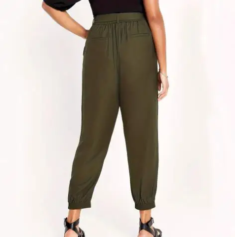 2025 new high waisted solid color casual pants, fashionable women's clothing, slimming and popular women's pants